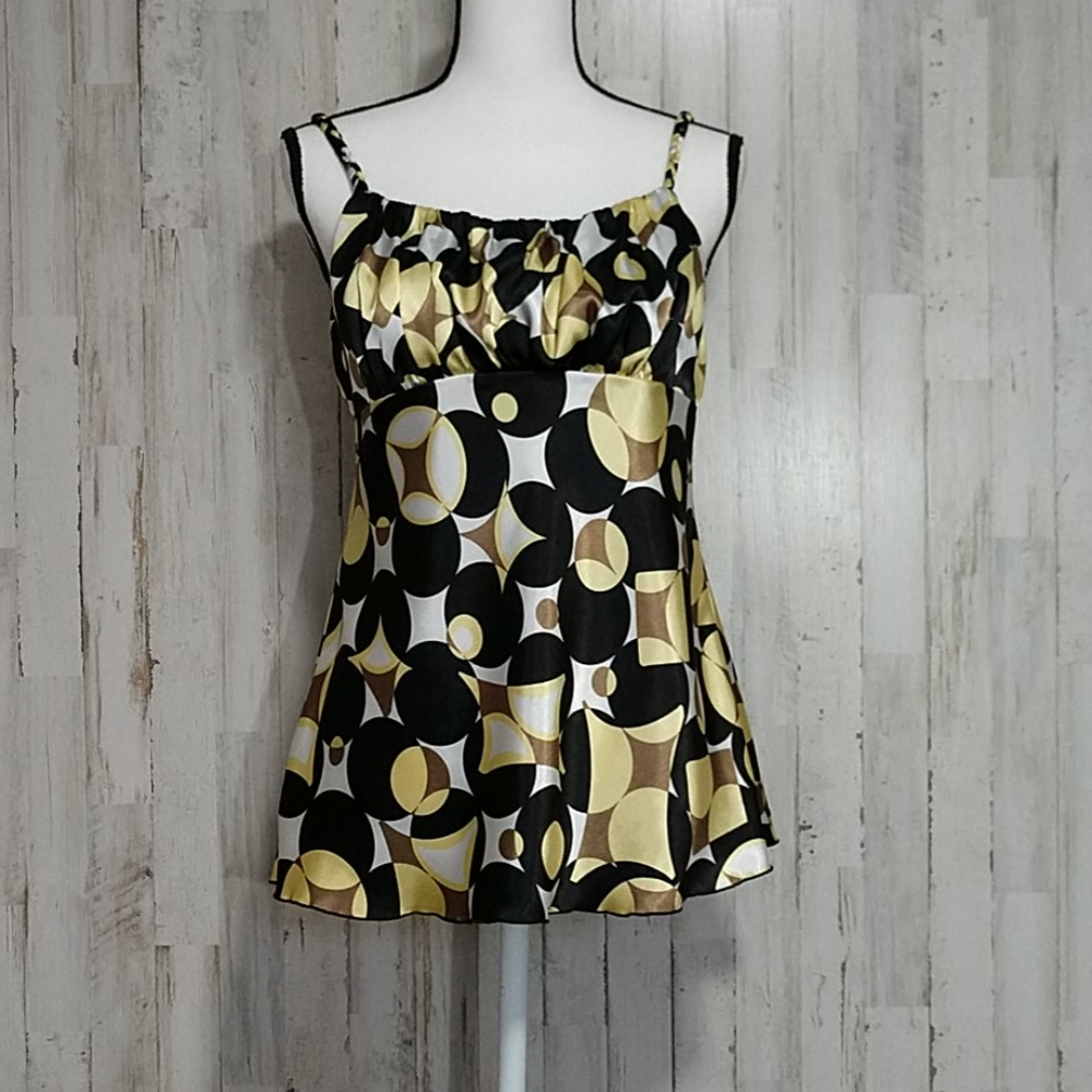 IZ Black & Yellow Blouse with Braided Straps